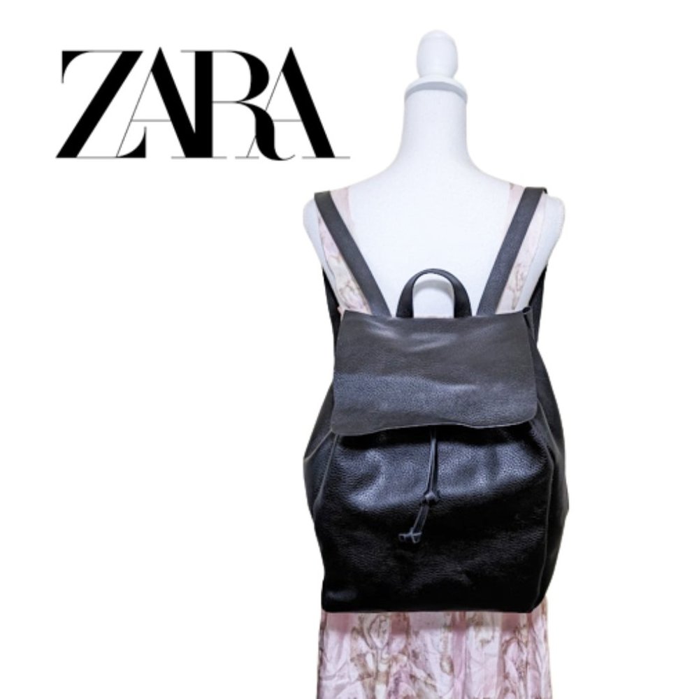 ZARA Trafaluc Roomy Faux Leather Drawstring Backpack